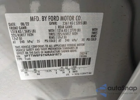 2022 Ford Maverick Xl from USA, damaged, VIN 3FTTW8F97NRA91873